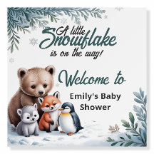 Winter Woodland Animals baby shower Welcome