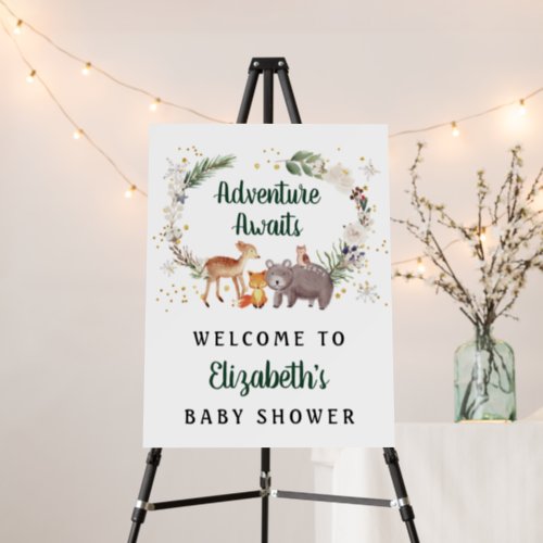 Winter Woodland Animals Baby Shower Welcome Foam Board