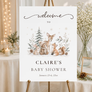 Winter Woodland Animals Baby Shower Welcome Foam Board