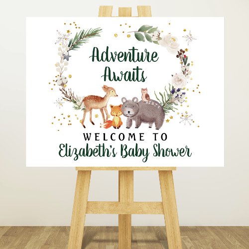 Winter Woodland Animals Baby Shower Welcome Foam Board