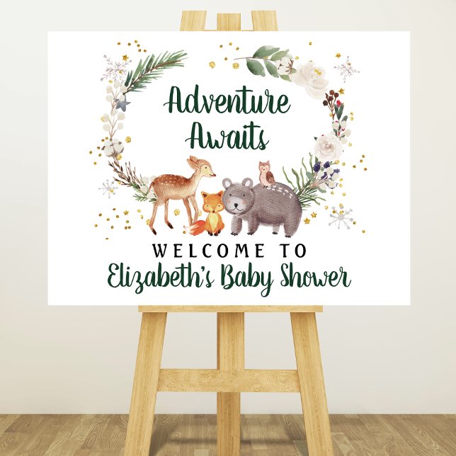 Winter Woodland Animals Baby Shower Welcome Foam Board (Creator Uploaded)