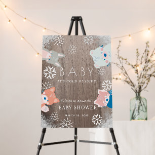 Winter Woodland Animals Baby Shower Welcome Foam Board