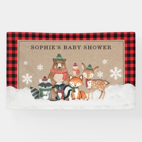 Winter Woodland Animals Baby Shower Welcome Party Banner