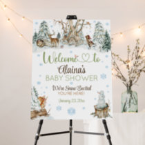 Winter Woodland Animals Baby Shower Welcome Sign