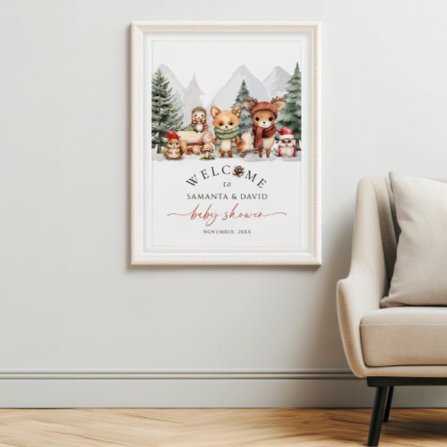 Winter Woodland Animals Baby Shower Welcome Sign (Creator Uploaded)