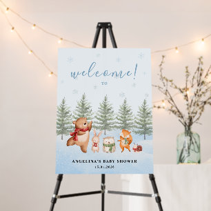 Winter Woodland Animals Baby Shower Welcome Sign