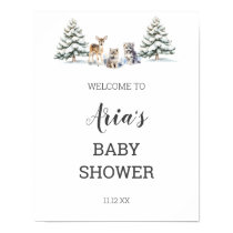 Winter Woodland Animals Baby Shower Welcome Sign