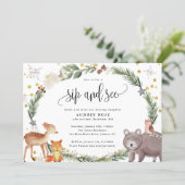 Winter Woodland Animals Baby Sip and See Invitation (Standing Front)