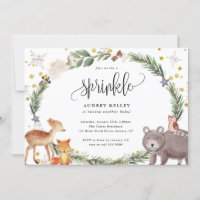 Winter Woodland Animals Baby Sprinkle Shower Invitation