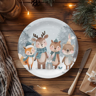 Winter Woodland Animals Birthday Party Paper Plates