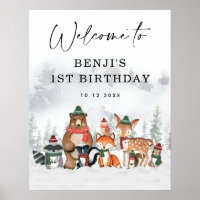 Winter Woodland Animals Birthday Party Welcome