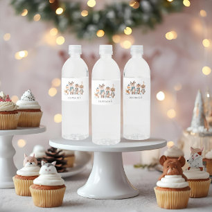 Winter Woodland Animals Birthday Water Bottle Label