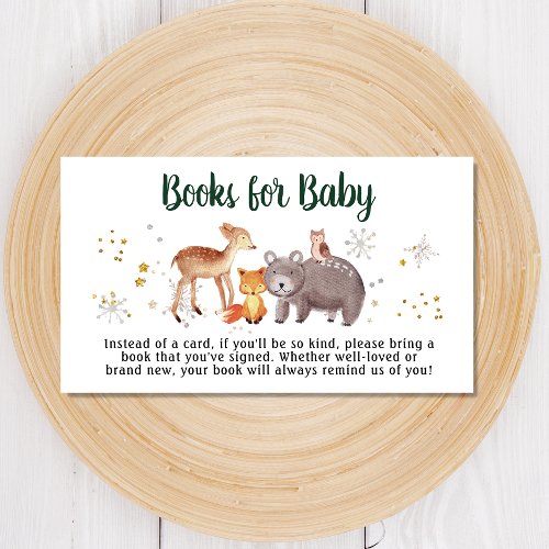 Winter Woodland Animals Books For Baby Shower Enclosure Card