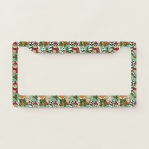 Winter Woodland Animals Christmas Pattern License Plate Frame