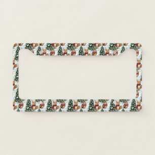 Winter Woodland Animals Christmas Pattern License Plate Frame