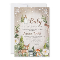 Winter Woodland Animals Cold Outside Baby Shower Invitation