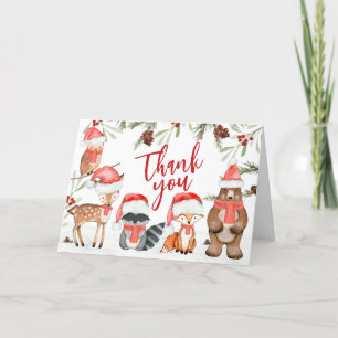 Winter Woodland Animals Cold Outside Baby Shower Letterpress Thank You Card