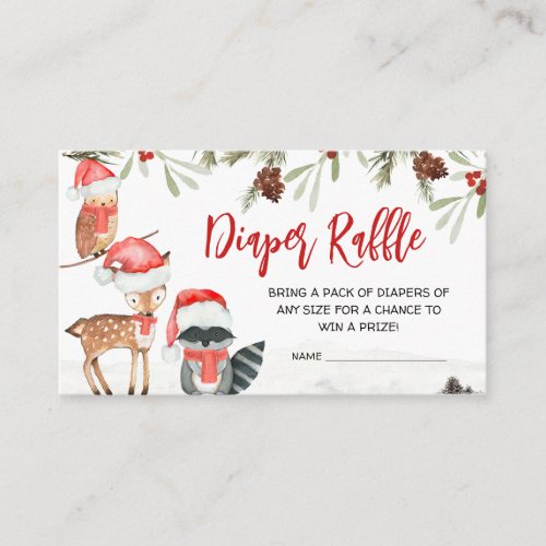Winter Woodland Animals Cold Outside Diaper Raffle Enclosure Card