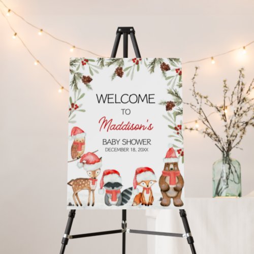 Winter Woodland Animals Cold Outside Welcome Sign