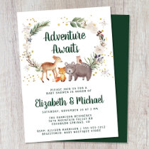 Winter Woodland Animals Couples Baby Shower Invitation