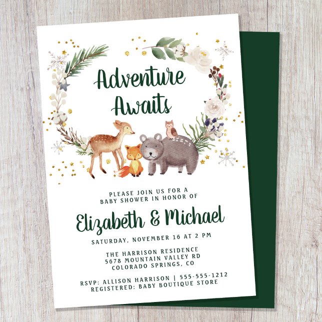 Winter Woodland Animals Couples Baby Shower Invitation (Creator Uploaded)