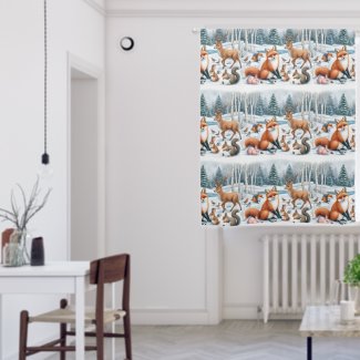 Winter Woodland Animals Curtain