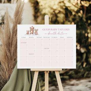 Winter Woodland Animals Due Date Calendar Game Poster