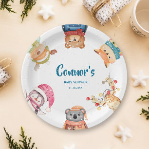 Winter Woodland Animals Elegant Baby Shower Party Paper Plates