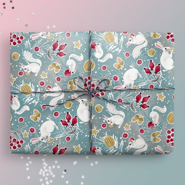 Winter Woodland Animals Feast Wrapping Paper (Creator Uploaded)
