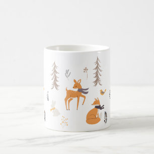 Winter Woodland Animals Folk Art Christmas Coffee Mug