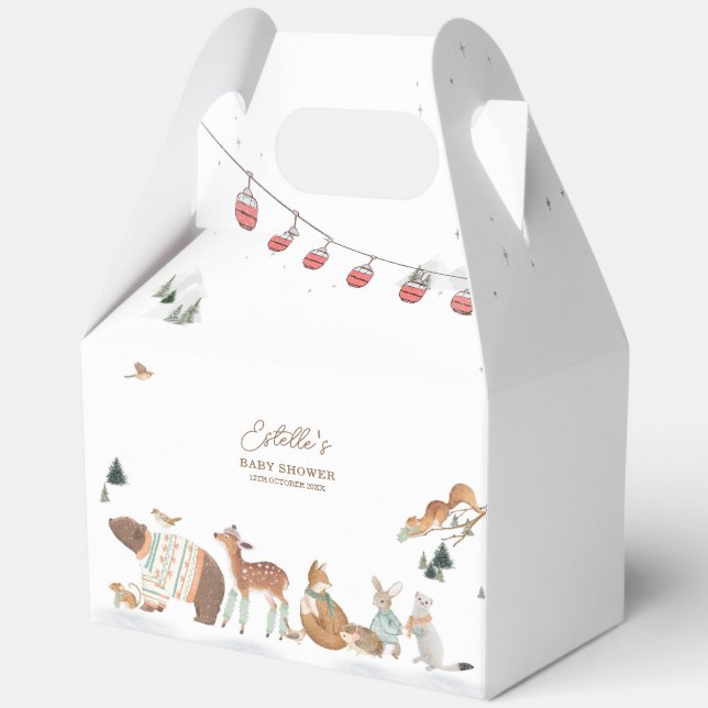 Winter Woodland Animals Forest Baby Shower Favor Boxes (Front)