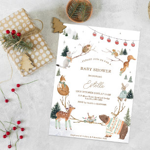Winter Woodland Animals Forest Baby Shower Invitation