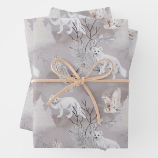 Winter Woodland Animals Fox Owl Elegant Christmas