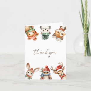 Winter Woodland animals gender neutral baby shower Letterpress Thank You Card