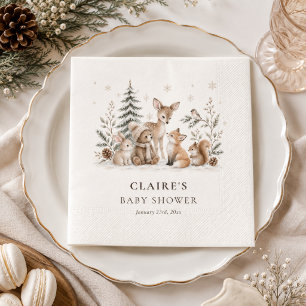 Winter Woodland Animals Gender Neutral Baby Shower Napkins