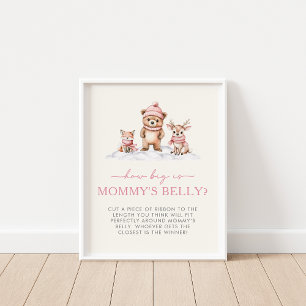 Winter Woodland Animals How Big is Mommy's Belly Poster