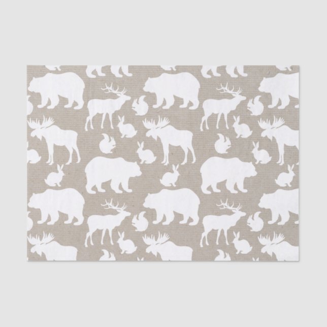 Winter Woodland Animals Pattern Holidays Tissue Paper (Front)