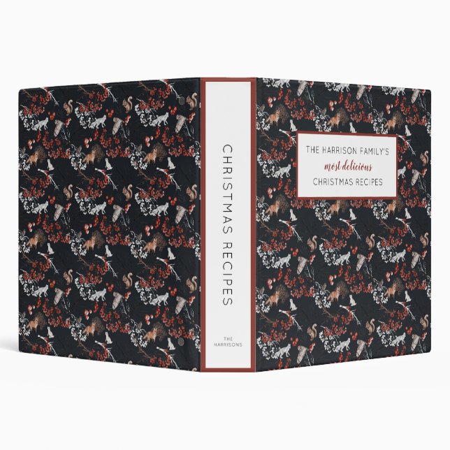 Winter Woodland Animals Pattern Recipe Binder (Background)