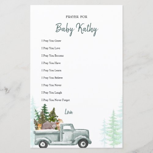  Winter Woodland Animals Prayers for Baby Card