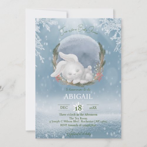 Winter Woodland Animals Rabbit Baby Shower Invitation