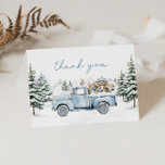 Winter Woodland Animals Thank You Card<br><div class="desc">Winter thank you card featuring a watercolor vintage blue truck and woodland animals. A sweet seasonal way to share your gratitude.</div>