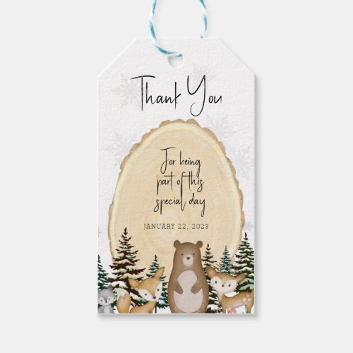 Winter Woodland Animals Thank You Tags