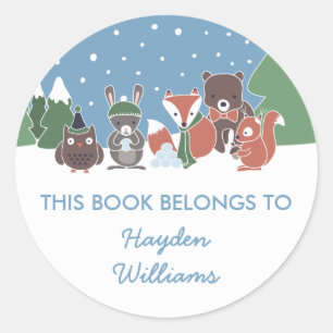 Winter Woodland Animals This Book Belongs To Classic Round Sticker