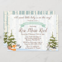 Winter Woodland Animals Wonderland Baby Shower Invitation