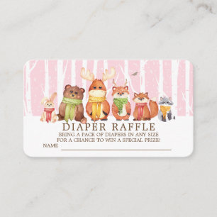 Winter Woodland Baby Animals Diaper Raffle Ticket Enclosure Card