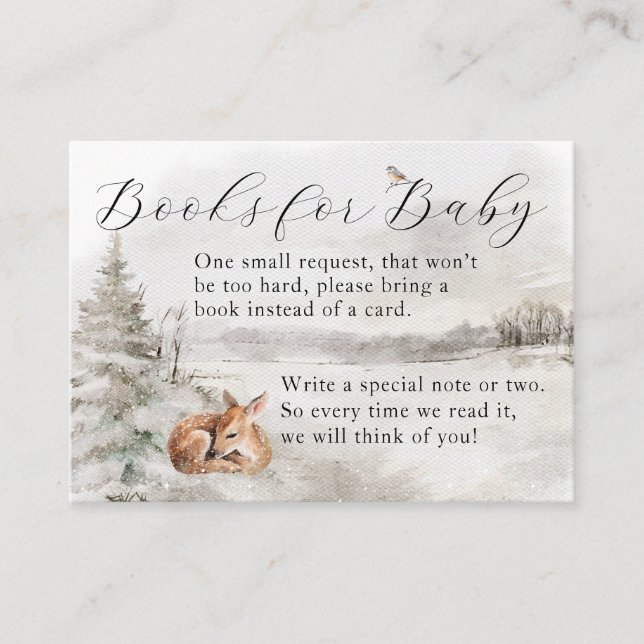 Winter Woodland Baby Boy Shower Enclosure Card (Front)