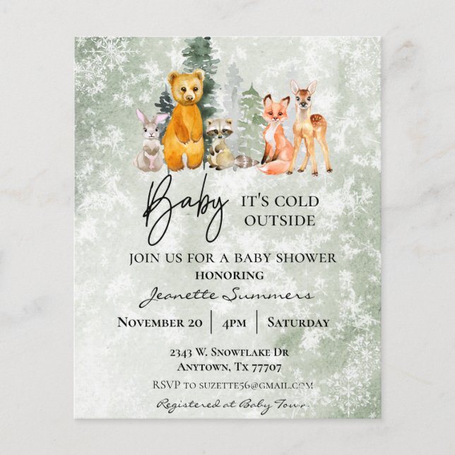 Winter Woodland Baby It's Cold Outside Baby Shower (Front)