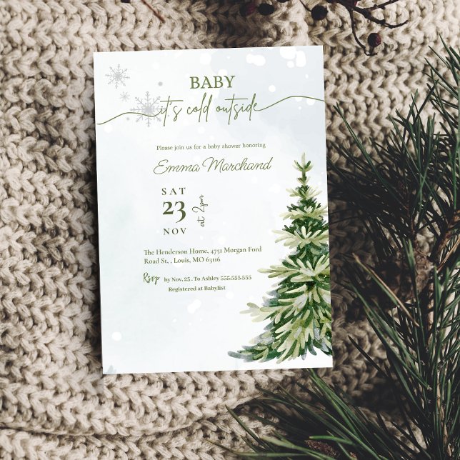 Winter Woodland Baby it's Cold Outside baby shower Invitation (Creator Uploaded)