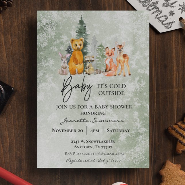 Winter Woodland Baby It's Cold Outside Baby Shower Invitation (Creator Uploaded)
