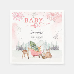 Winter Woodland Baby It's Cold Outside Baby Shower Napkins